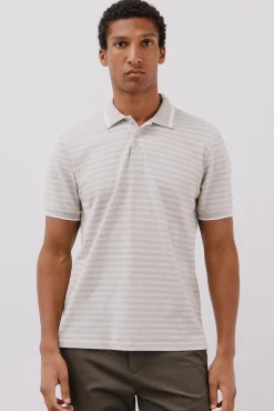 Cortefiel Polos-Camisa polo riscas Oxford Tostado