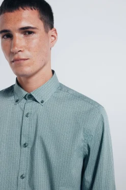 Springfield Camisas-Camisa popelina micro estampado verde