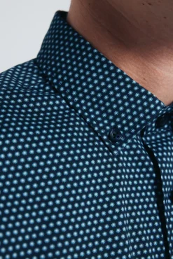 Springfield Camisas-Camisa popelina micro estampado azul