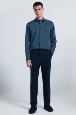 Springfield Camisas-Camisa popelina micro estampado azul