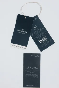 Springfield Camisas-Camisa popelina micro estampado azul