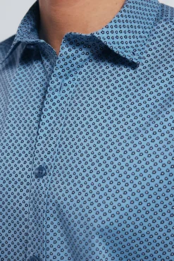 Springfield Camisas-Camisa popelina micro estampado azul