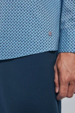 Springfield Camisas-Camisa popelina micro estampado azul