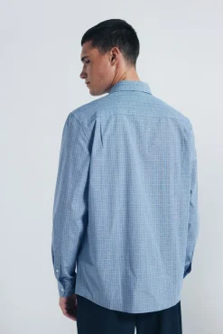 Springfield Camisas-Camisa popelina xadrez azul