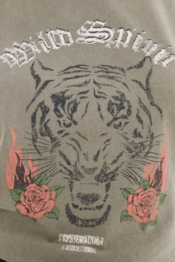 System Action T-Shirts-Camisa posicional do Tigre verde