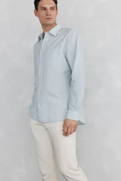 Pedro del Hierro Camisas-Camisa riscas Azul