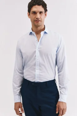 Cortefiel Camisas-Camisa riscas algodão Azul