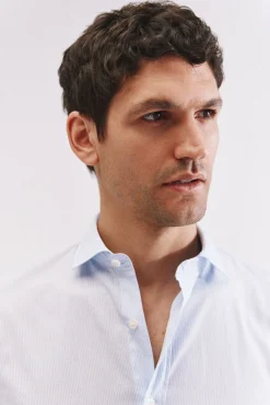 Cortefiel Camisas-Camisa riscas algodão Azul