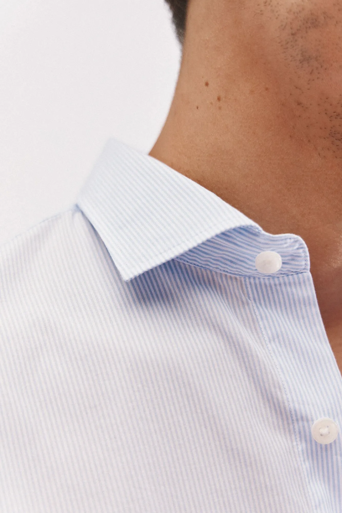 Cortefiel Camisas-Camisa riscas algodão Azul