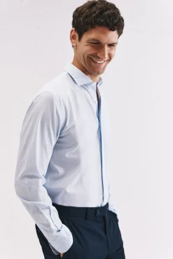 Cortefiel Camisas-Camisa riscas algodão Azul