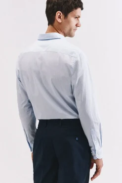 Cortefiel Camisas-Camisa riscas algodão Azul