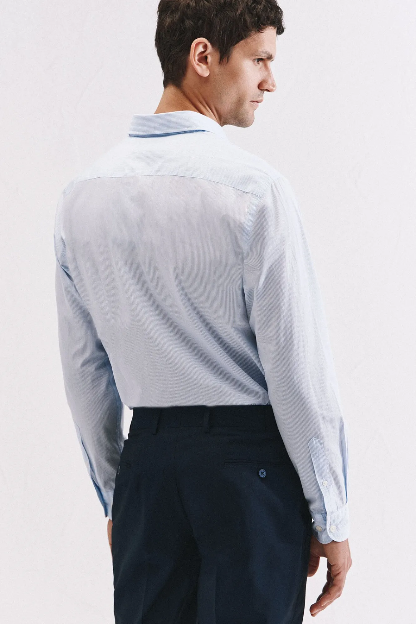 Cortefiel Camisas-Camisa riscas algodão Azul