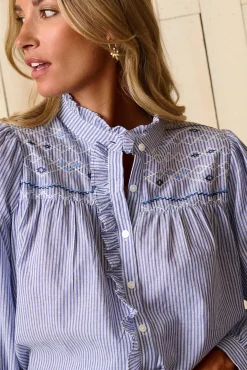 Polín Et Moi Blusas-Camisa riscas Auray Azul