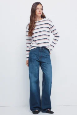 Springfield Blusas-Camisa riscas com botões e ombros à mostra cru