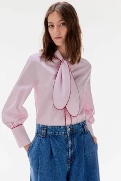 TFP by Tamara Falcó Blusas-Camisa riscas com laço Bordeaux