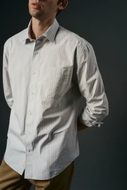 OOTO Camisas-Camisa riscas estruturada Azul