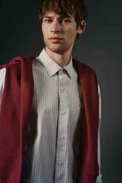 OOTO Camisas-Camisa riscas estruturada Azul