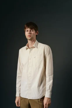 OOTO Camisas-Camisa riscas estruturada Ecru