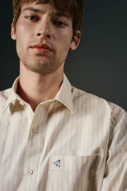 OOTO Camisas-Camisa riscas estruturada Ecru