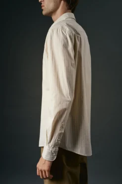 OOTO Camisas-Camisa riscas estruturada Ecru
