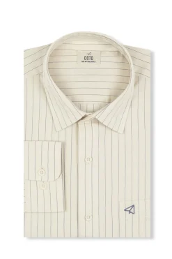 OOTO Camisas-Camisa riscas estruturada Ecru