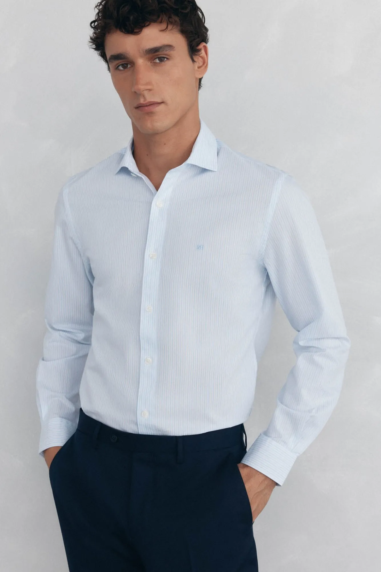 Pedro del Hierro Camisas-Camisa riscas fácil de passar, anti-odor, corte slim Azul
