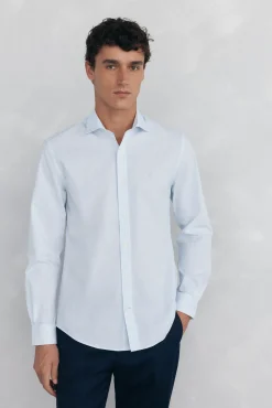 Pedro del Hierro Camisas-Camisa riscas fácil de passar, anti-odor, corte slim Azul