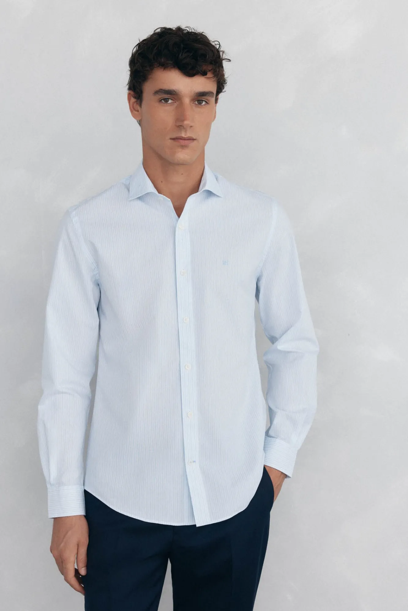 Pedro del Hierro Camisas-Camisa riscas fácil de passar, anti-odor, corte slim Azul