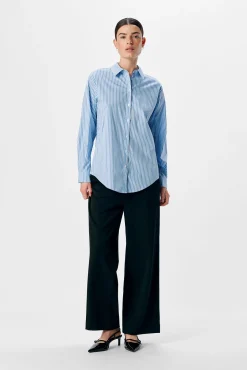 Object Blusas-Camisa riscas larga Azul