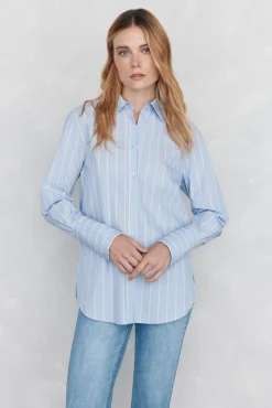 Pedro del Hierro Blusas-Camisa riscas oversized Azul