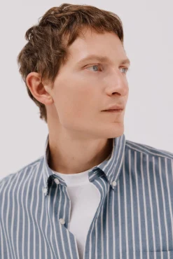 Cortefiel Camisas-Camisa riscas popelina Azul