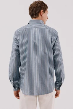 Cortefiel Camisas-Camisa riscas popelina Azul