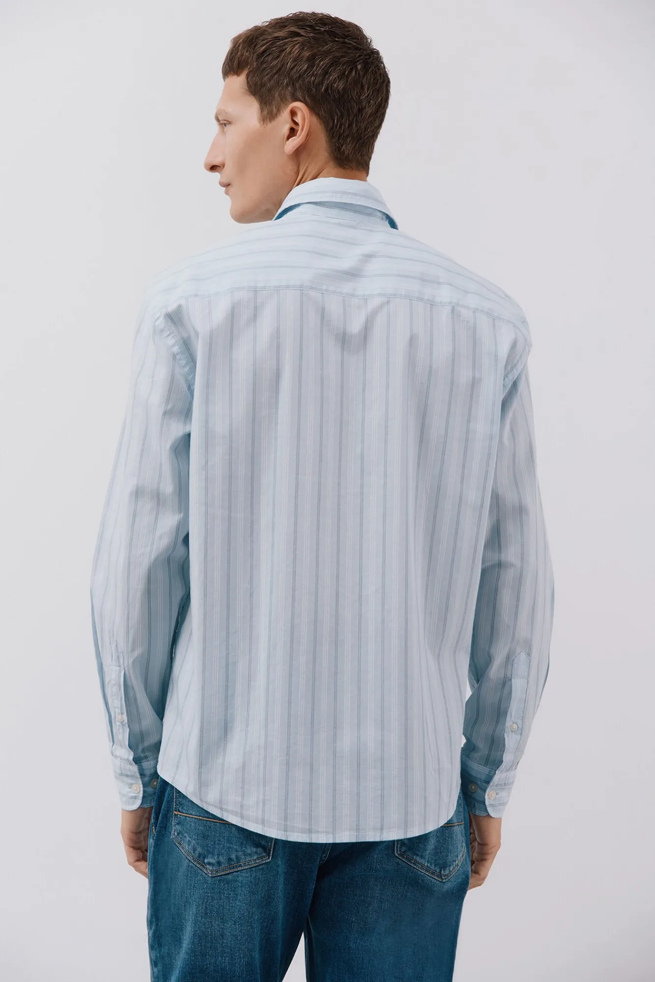 Cortefiel Camisas-Camisa riscas popelina Azul