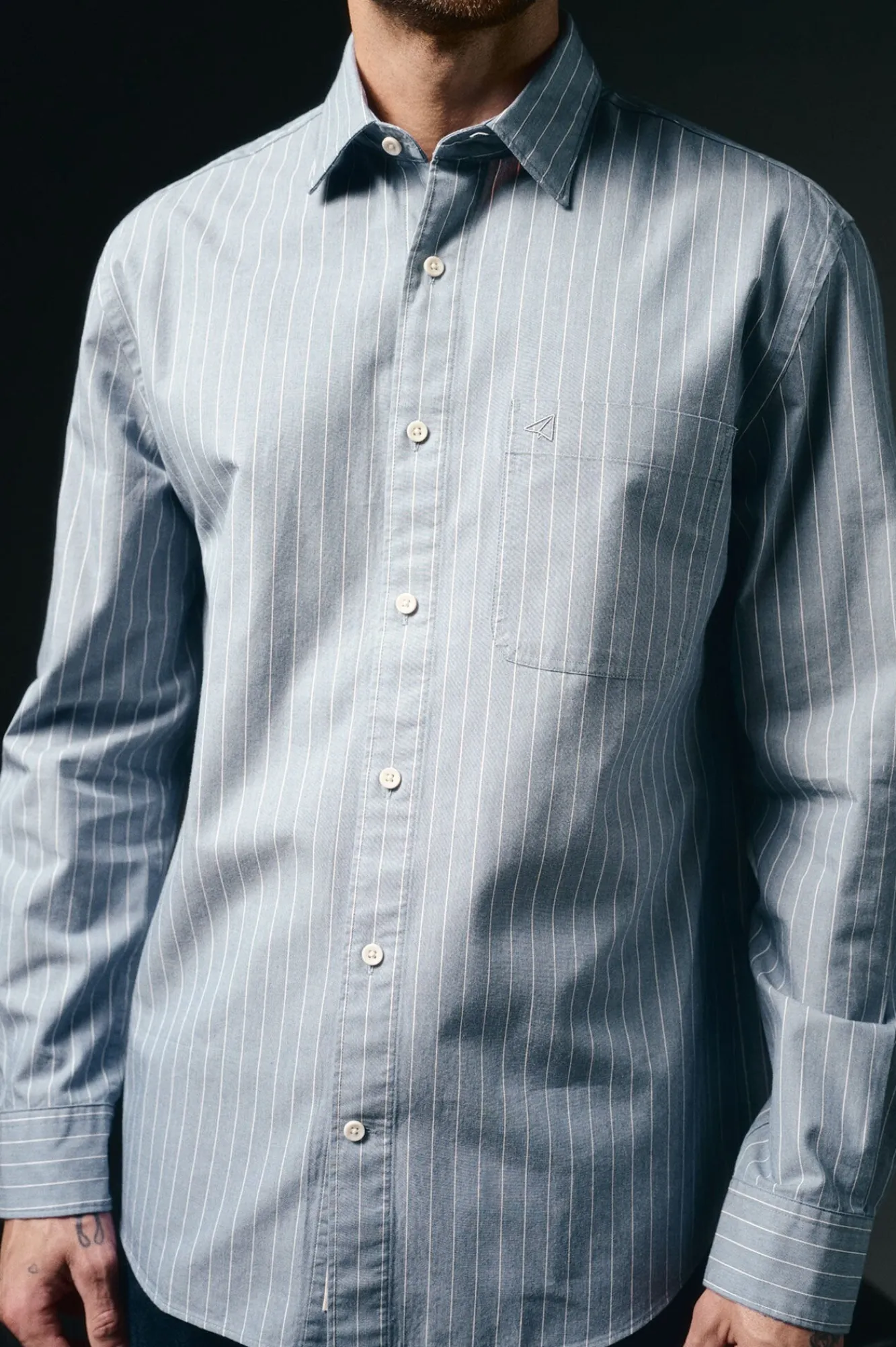 OOTO Camisas-Camisa riscas twill Azul