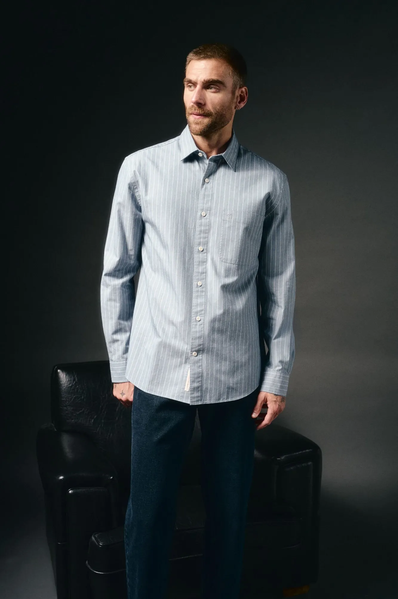 OOTO Camisas-Camisa riscas twill Azul