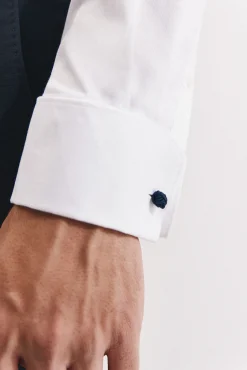 Cortefiel Camisas|Camisas Clássicas-Camisa slim fit com abotoaduras e fácil engomar Branco