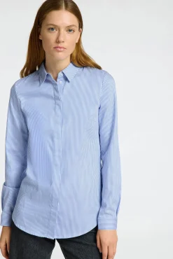 Selected Blusas-Camisa Slim Fit confeccionada em algodão orgânico Azul