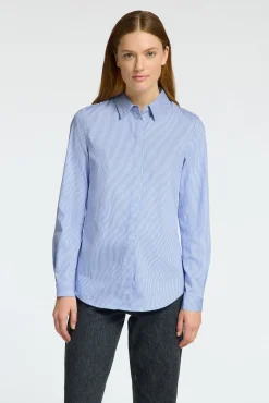 Selected Blusas-Camisa Slim Fit confeccionada em algodão orgânico Azul