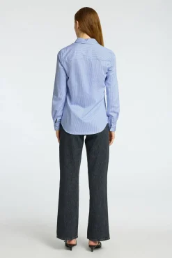 Selected Blusas-Camisa Slim Fit confeccionada em algodão orgânico Azul