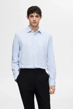 Selected Camisas|Camisas Clássicas-Camisa Slim Fit de vestir Azul