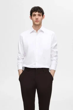 Selected Camisas|Camisas Clássicas-Camisa Slim Fit de vestir Branco