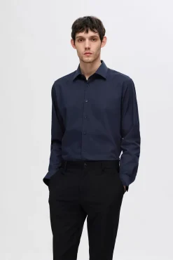 Selected Camisas|Camisas Clássicas-Camisa Slim Fit de vestir Azul