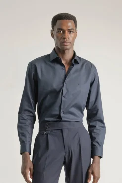 PuroEGO Camisas|Camisas Clássicas-Camisa social de popeline de regular fit Azul