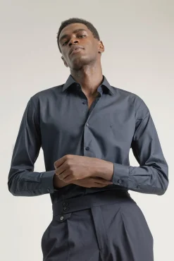 PuroEGO Camisas|Camisas Clássicas-Camisa social de popeline de regular fit Azul