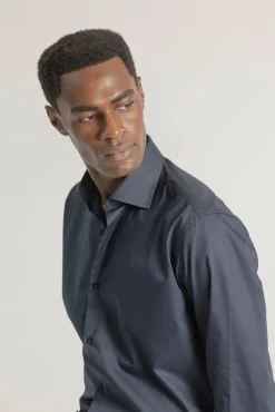 PuroEGO Camisas|Camisas Clássicas-Camisa social de popeline de regular fit Azul