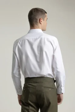 PuroEGO Camisas|Camisas Clássicas-Camisa social de sarja de corte regular fit Branco