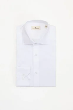 PuroEGO Camisas|Camisas Clássicas-Camisa social de sarja de corte regular fit Branco
