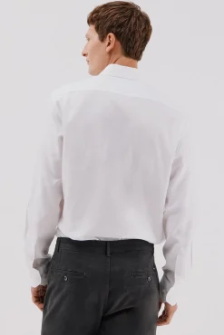 Cortefiel Camisas|Camisas Clássicas-Camisa social de sarja fácil de passar Branco