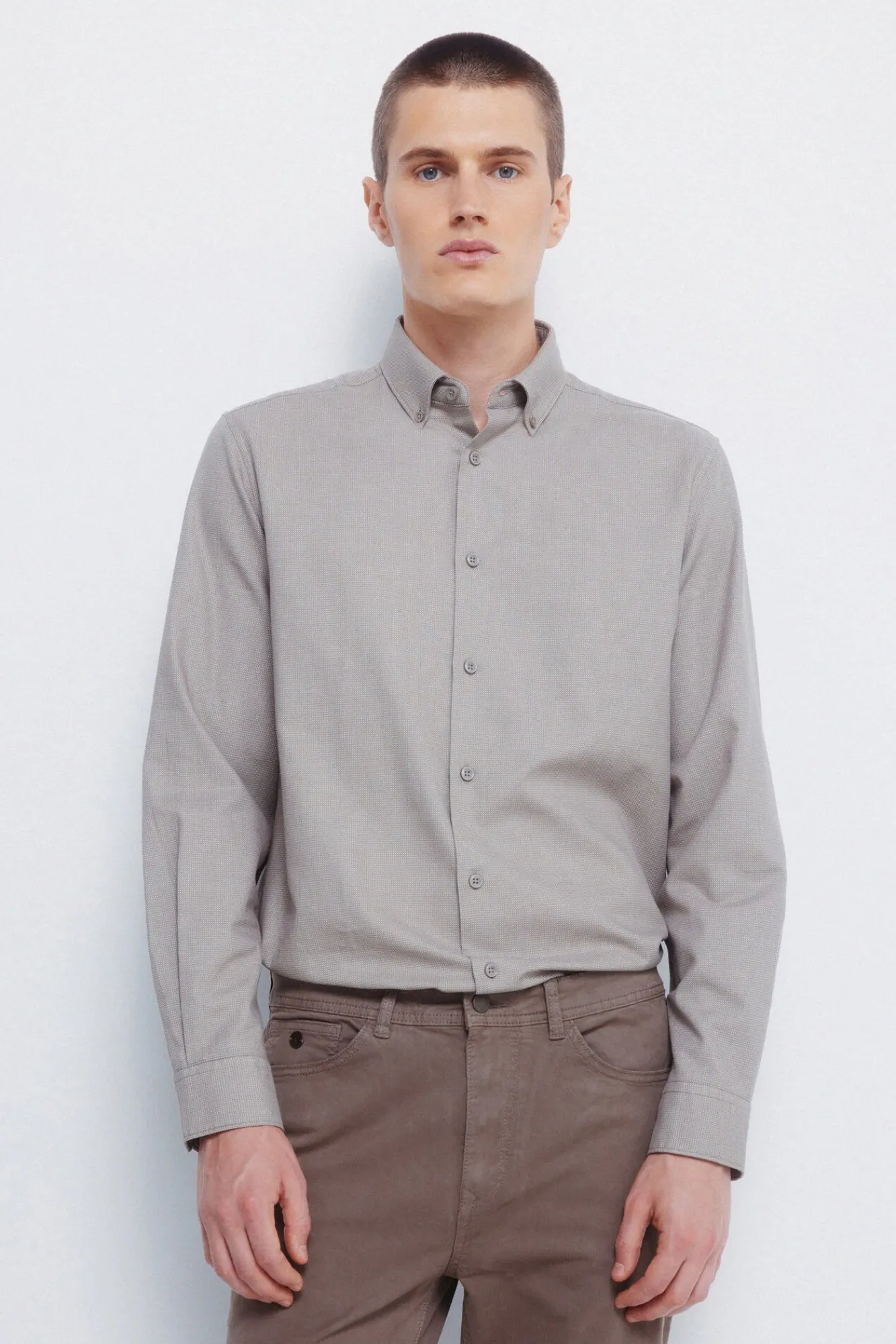 Springfield Camisas|Camisas Clássicas-Camisa social estruturada bicolor cru