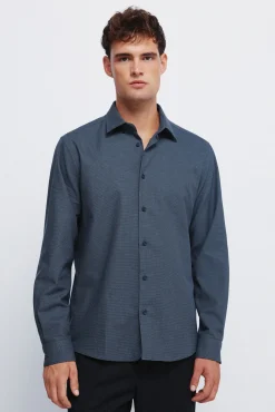 Springfield Camisas|Camisas Clássicas-Camisa social estruturada bicolor azul